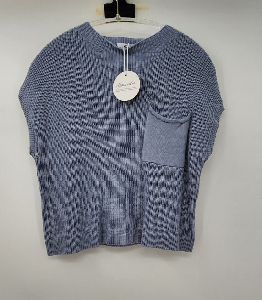 New NWT Caracilia Knit Sleevless Sweater Top Light Blue Small